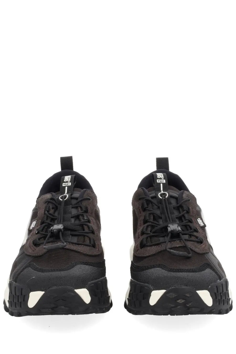 Vans men’s crosspath xc sneaker black with black and white chunky design featuring suede and rubber materials