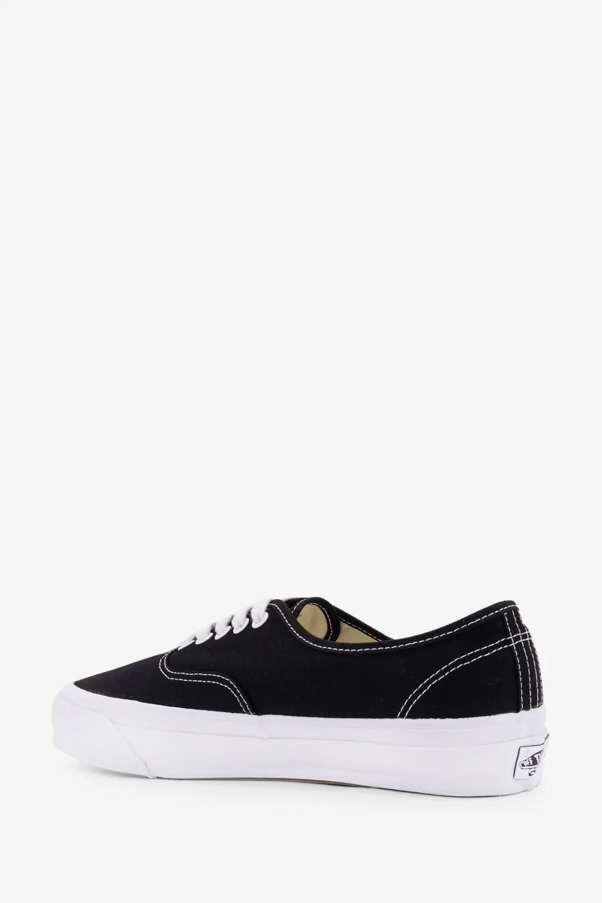 Vans men’s lx authentic reissue black canvas sneaker with white laces and thick white rubber sole
