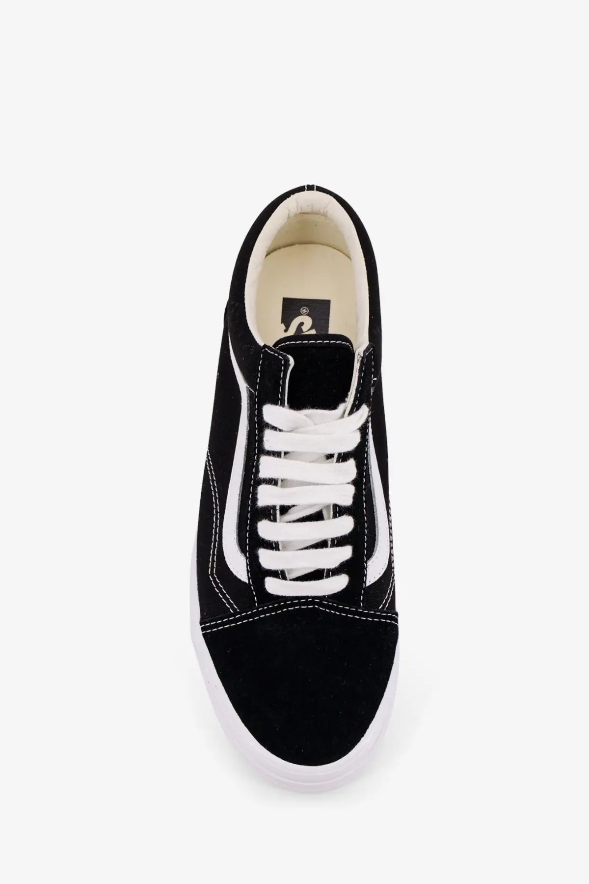 Vans men’s lx old skool canvas sneaker in black with white laces suede upper and classic side stripe visible