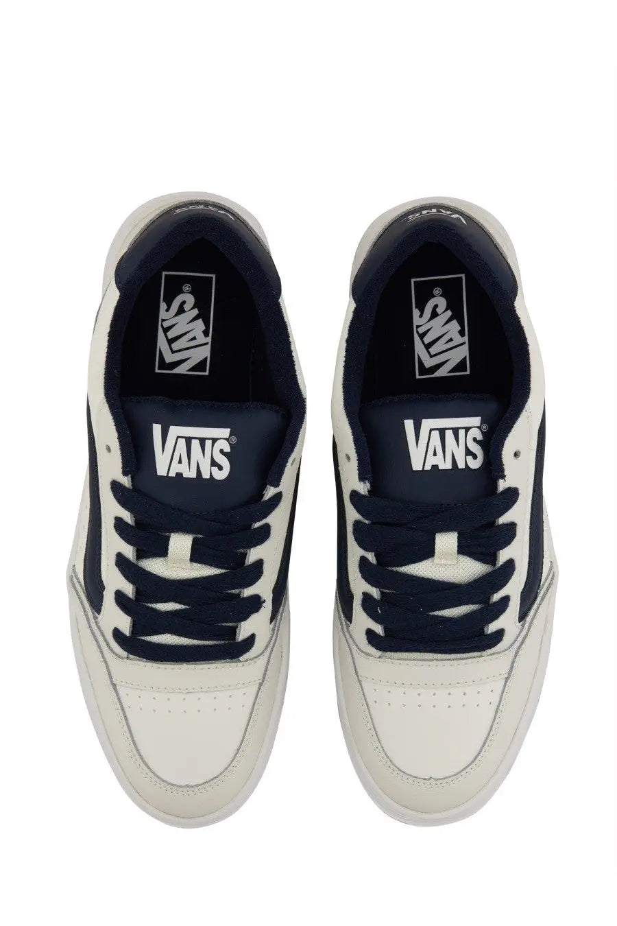 White and navy blue vans men’s sneaker hylane with low-top classic design and canvas material