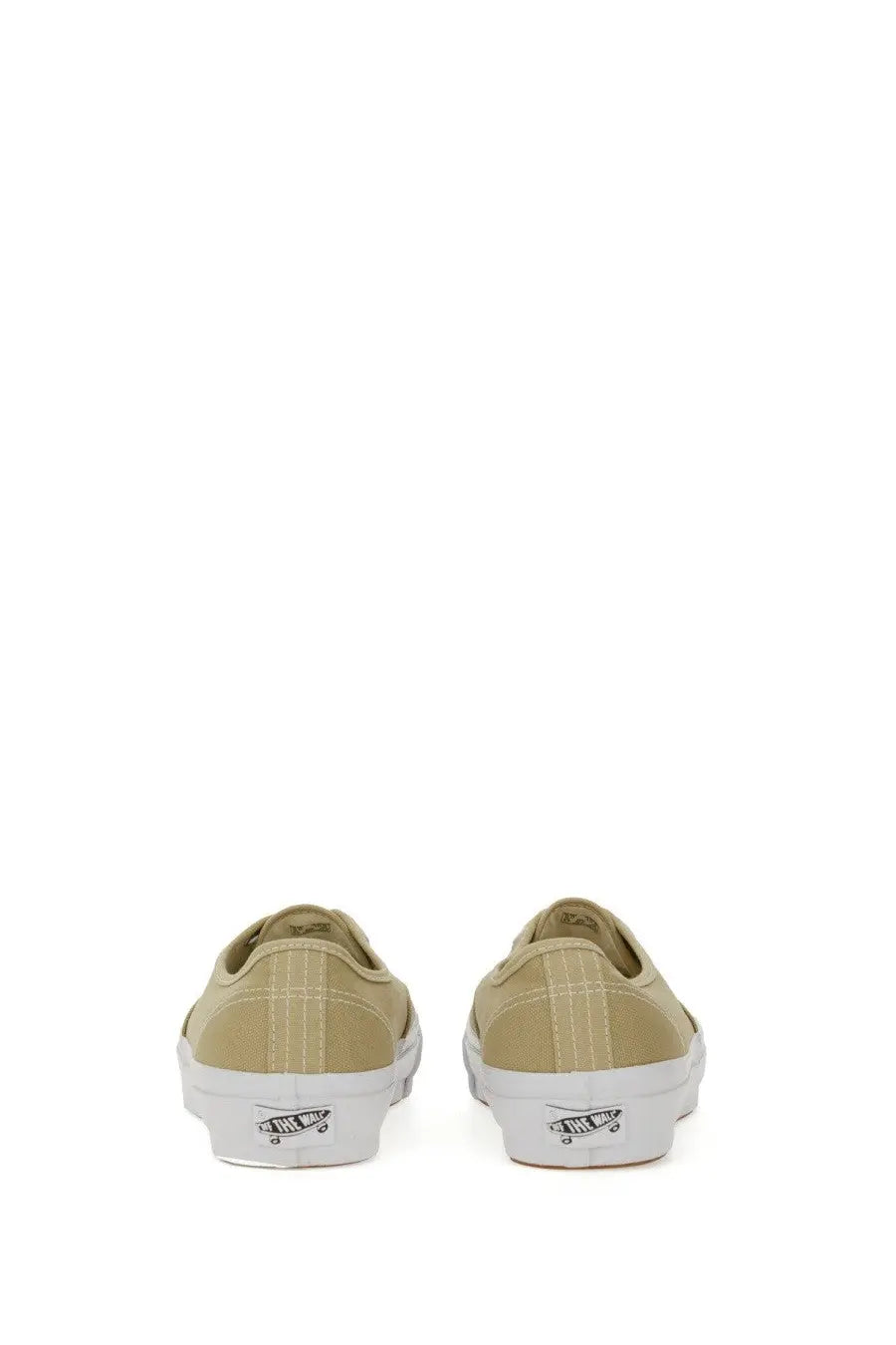 Vans men’s sneaker lx authentic beige canvas sneakers with white rubber soles and black logo branding