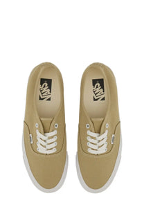 Vans men’s sneaker lx authentic beige tan canvas sneakers with white laces and classic vulcanized rubber sole