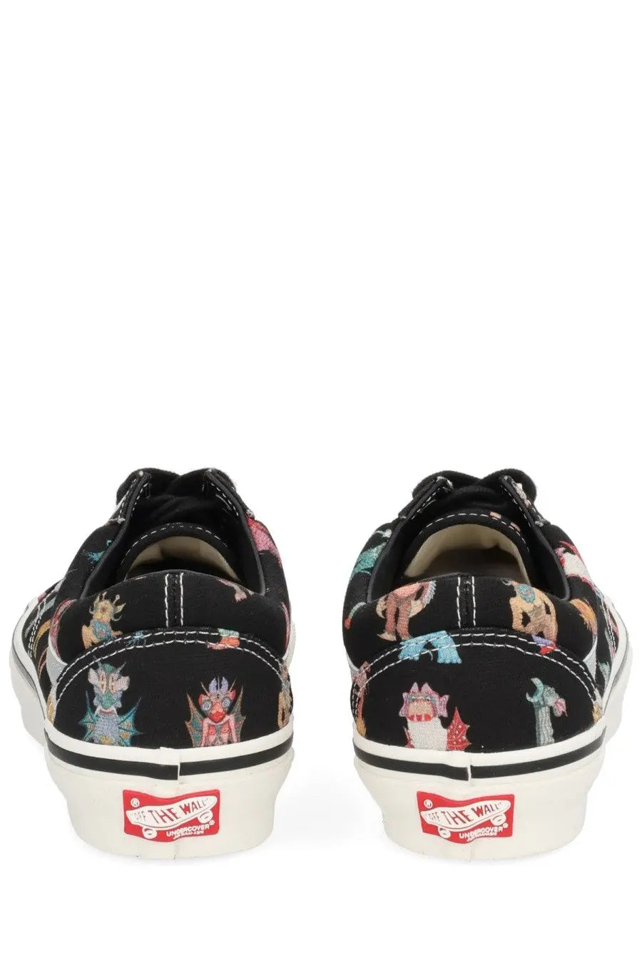 Vans men’s sneaker otw old skool vans undercover black featuring black canvas with colorful fantasy creature print