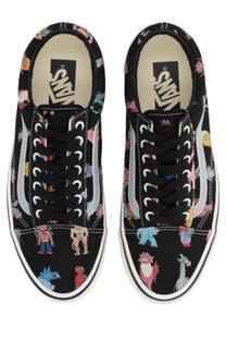 Vans men’s sneaker otw old skool vans undercover black featuring black canvas with colorful cartoon creature pattern