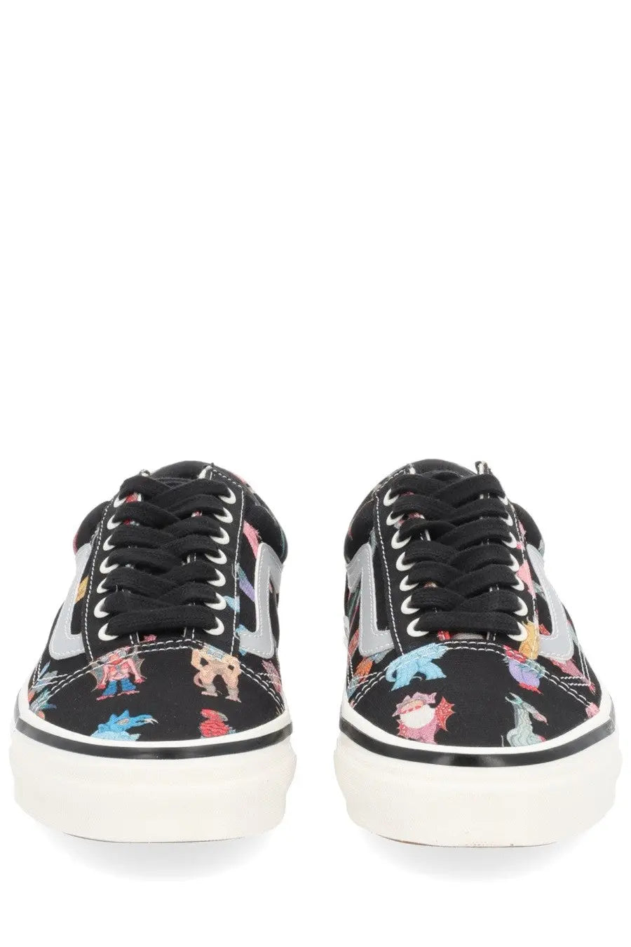 Vans men’s sneaker Otw old skool Vans Undercover black with colorful cartoon print canvas upper white soles silver stripes