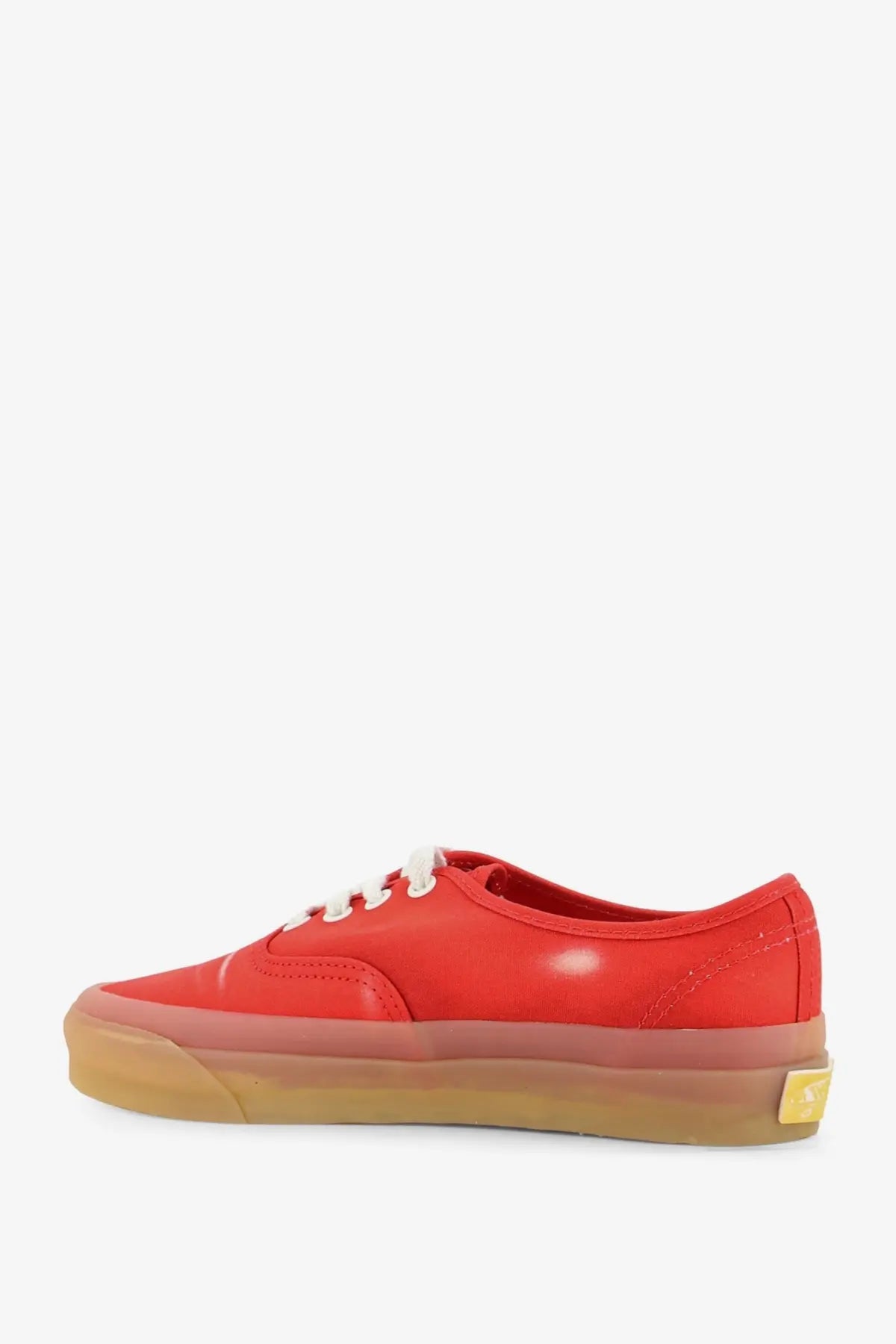 Vans unisex lx authentic canvas sneakers in red with white laces and translucent gum sole