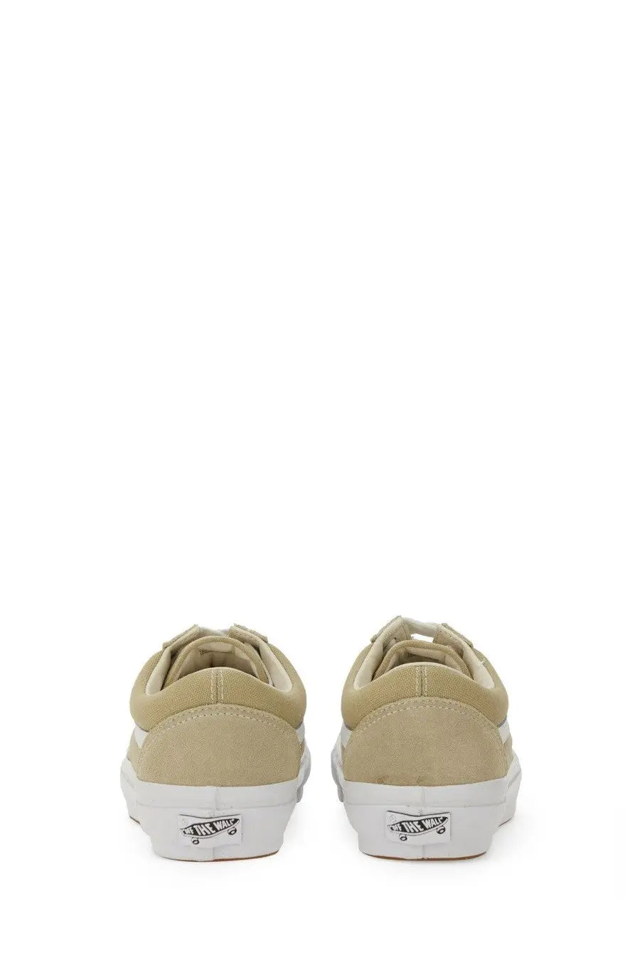 Beige canvas vans unisex old skool xl sneakers with white rubber soles and side stripes