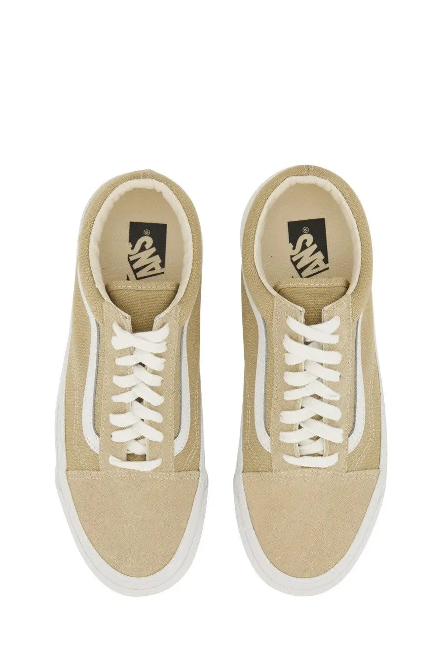 Beige canvas Vans unisex Old Skool XL sneakers with white laces and classic side stripe for casual wear