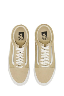 Beige canvas Vans unisex Old Skool XL sneakers with white laces and classic side stripe for casual wear