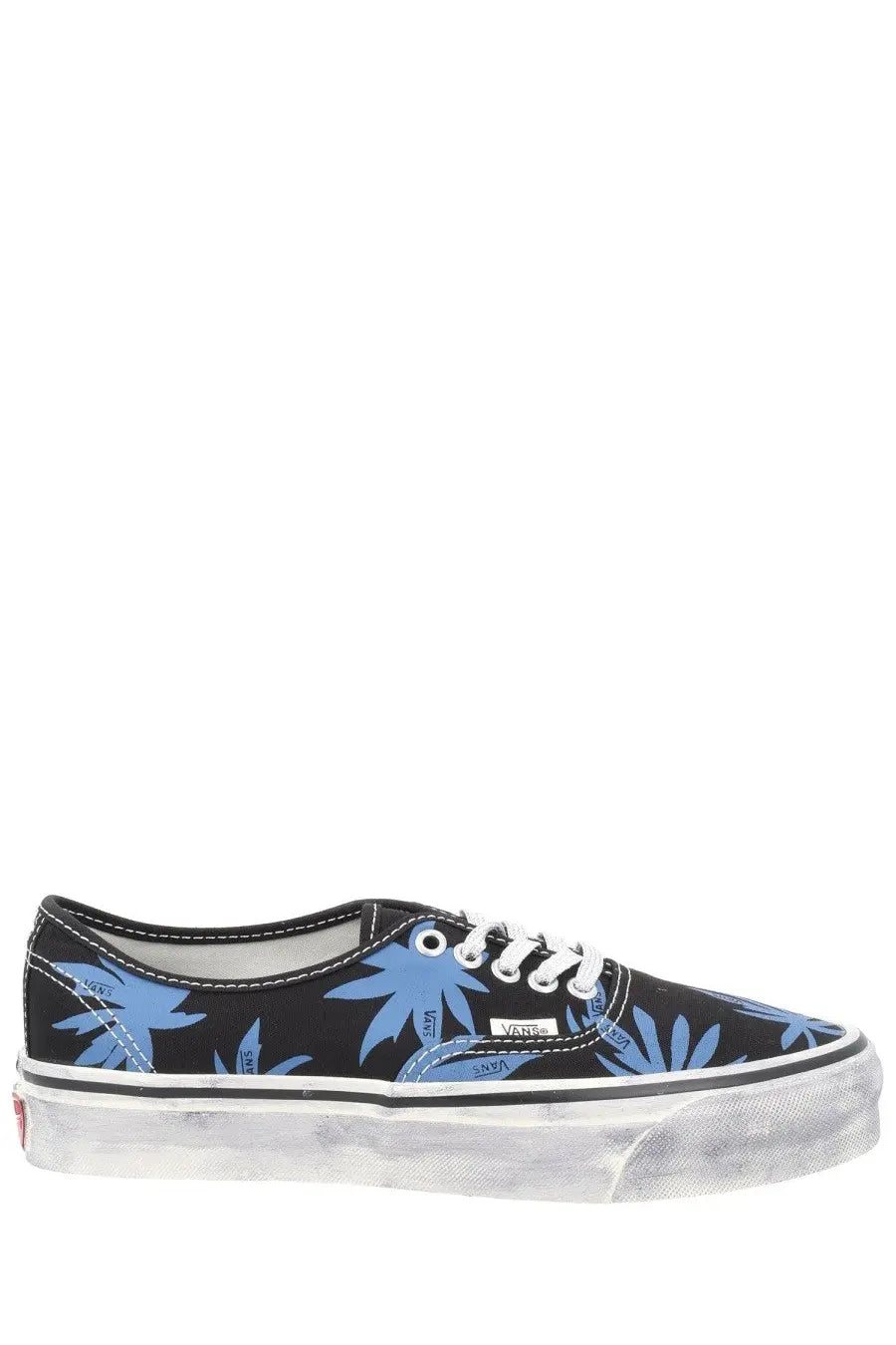 Vans unisex sneaker autentic premium blue in black with blue palm leaf pattern and white laces for casual wear