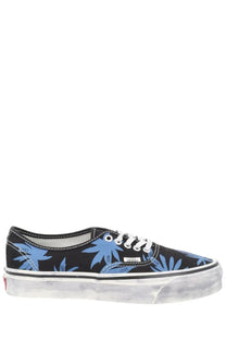 Vans unisex sneaker autentic premium blue in black with blue palm leaf pattern and white laces for casual wear