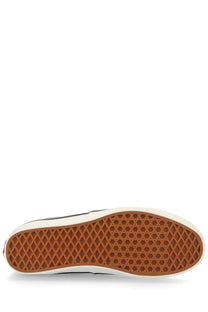 Vans unisex sneaker autentic premium green black and white slip-on with brown rubber sole and diamond tread pattern