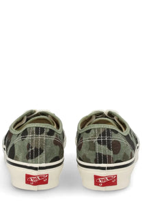 Vans unisex sneaker autentic premium green with camouflage canvas upper in olive green black and brown tones and white sole