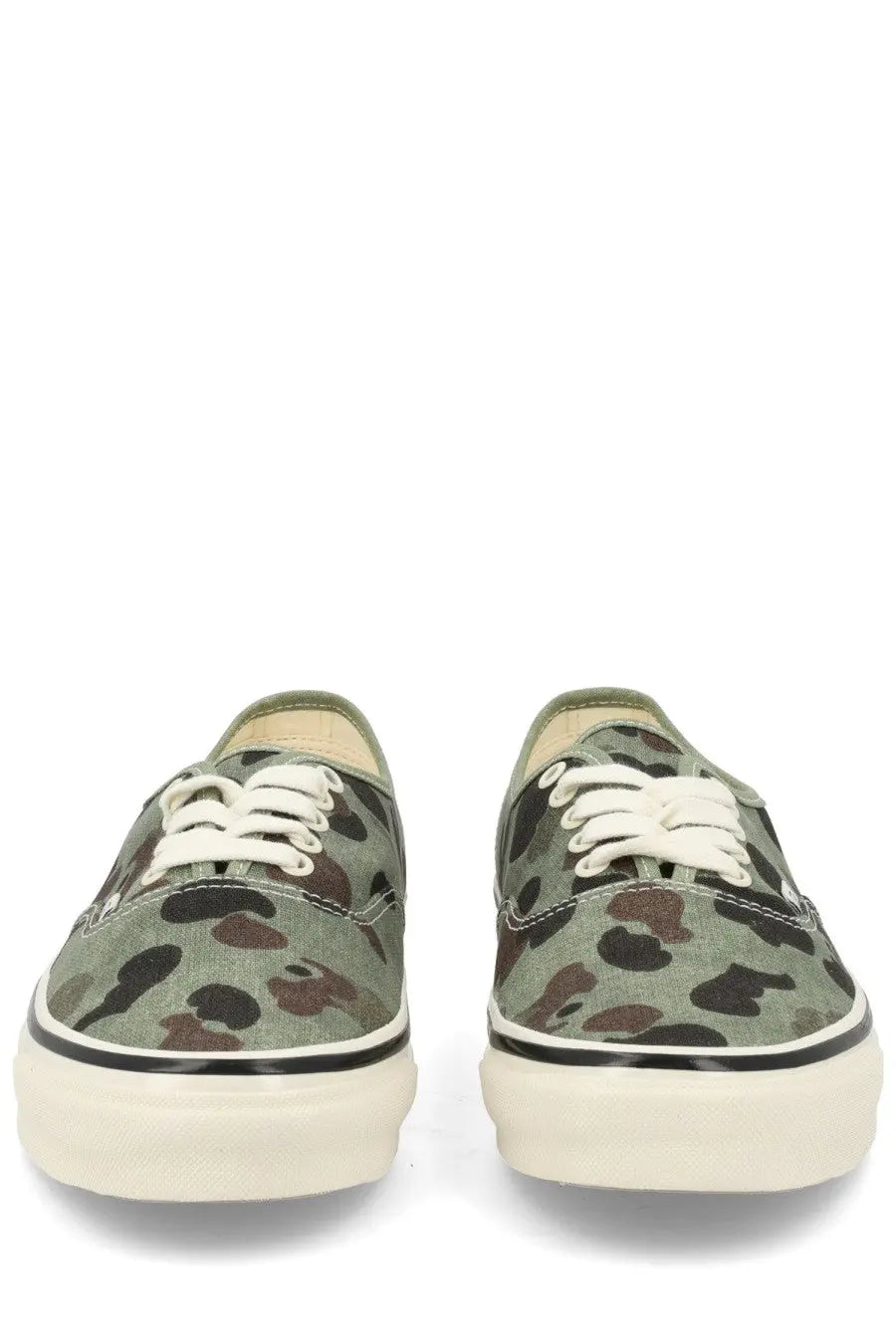 Vans unisex sneaker autentic premium green olive green and brown camouflage canvas sneakers with white laces and cream sole