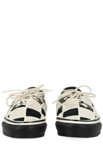 Vans unisex sneaker authentic black in black and white checkered mesh with thick rubber soles for casual wear