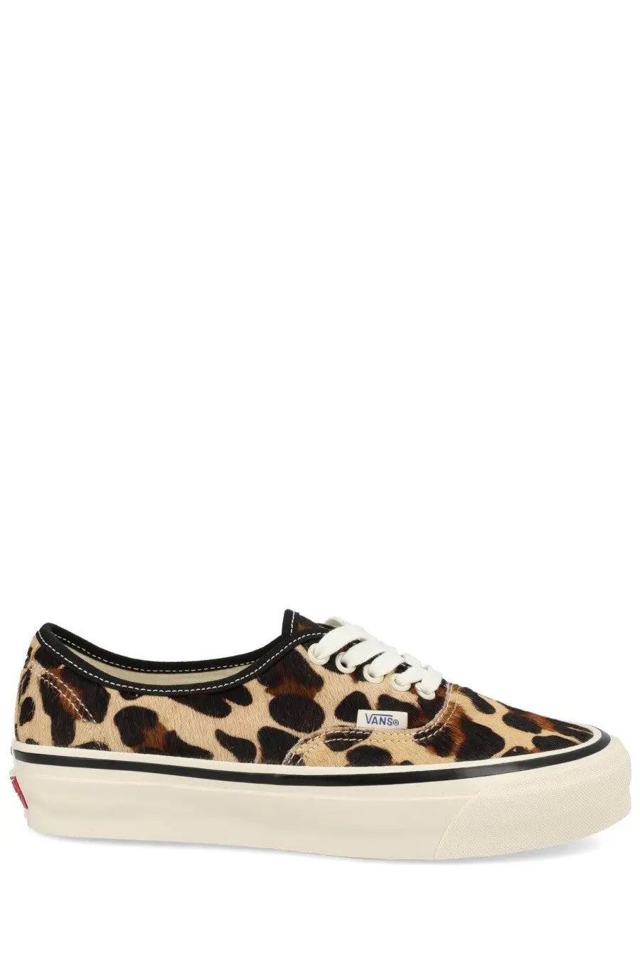 Vans unisex sneaker authentic leopard print skate shoe with white laces and cream-colored rubber sole