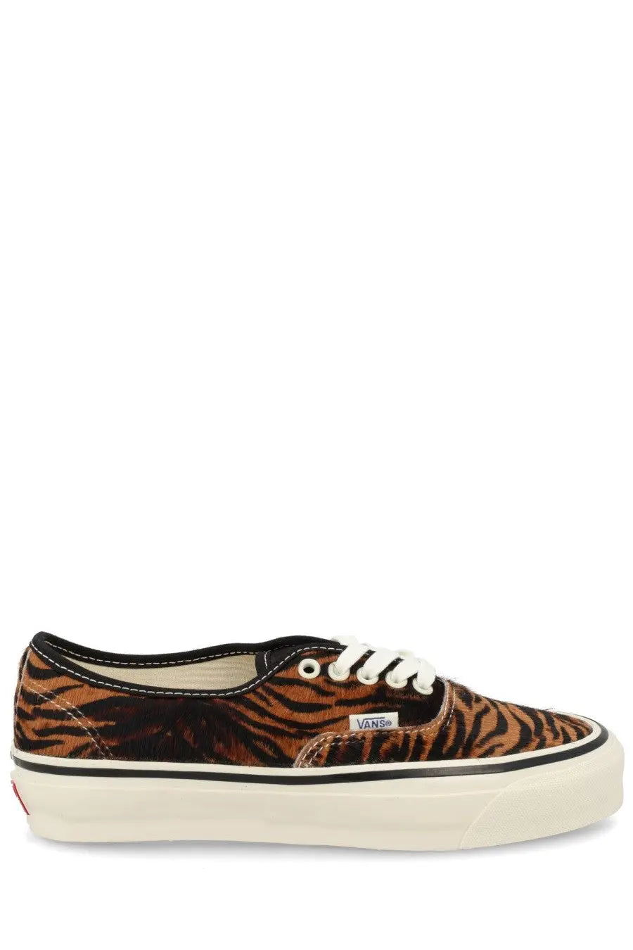 Vans unisex sneaker authentic pattern tiger print with white laces and cream-colored rubber sole