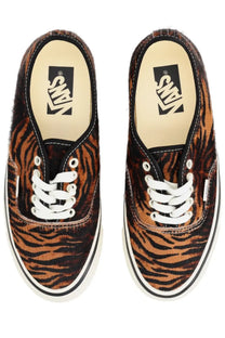 Vans unisex sneaker authentic pattern tiger print canvas with white laces and black rubber sole