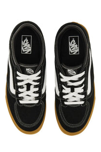 Vans unisex sneaker rowley classic black with white laces gum rubber sole old skool skate shoes side view