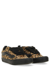 Leopard-print vans women’s knu school old skool sneaker with black laces and rubber soles