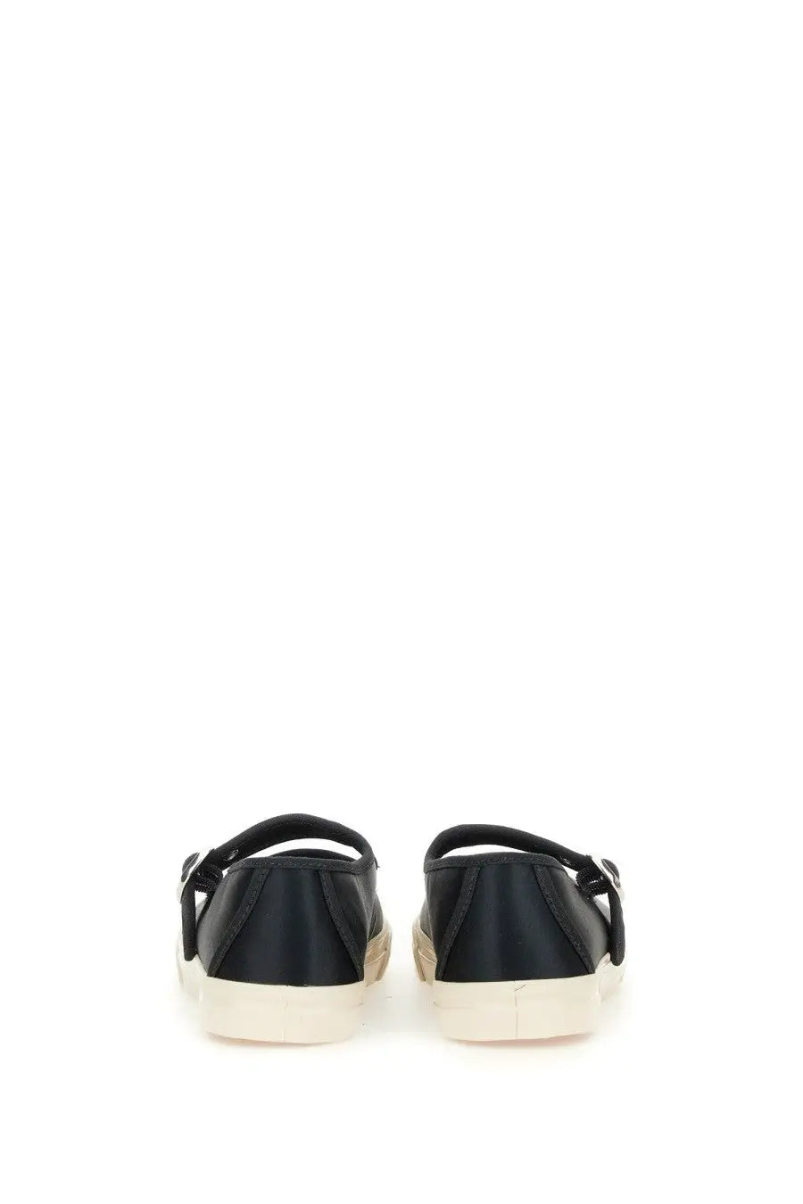 Vans women’s sneaker mary jane low pro black leather with white rubber sole and adjustable strap closure