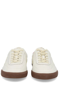 Veja men’s panenka sneaker cream-colored leather with brown rubber soles and matching laces multicolor design