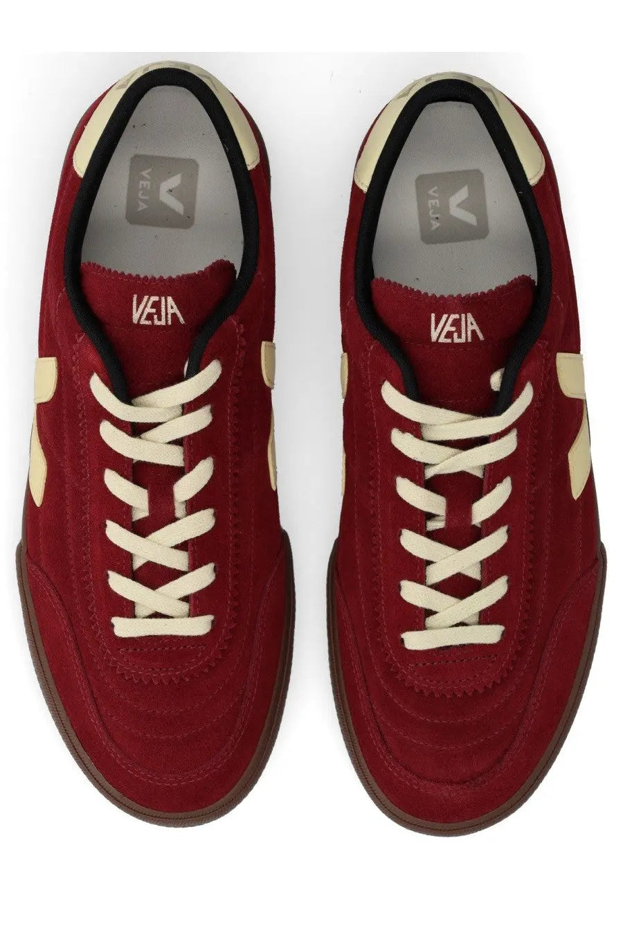 Veja men’s panenka sneaker red in maroon suede with cream laces and side stripes for casual wear