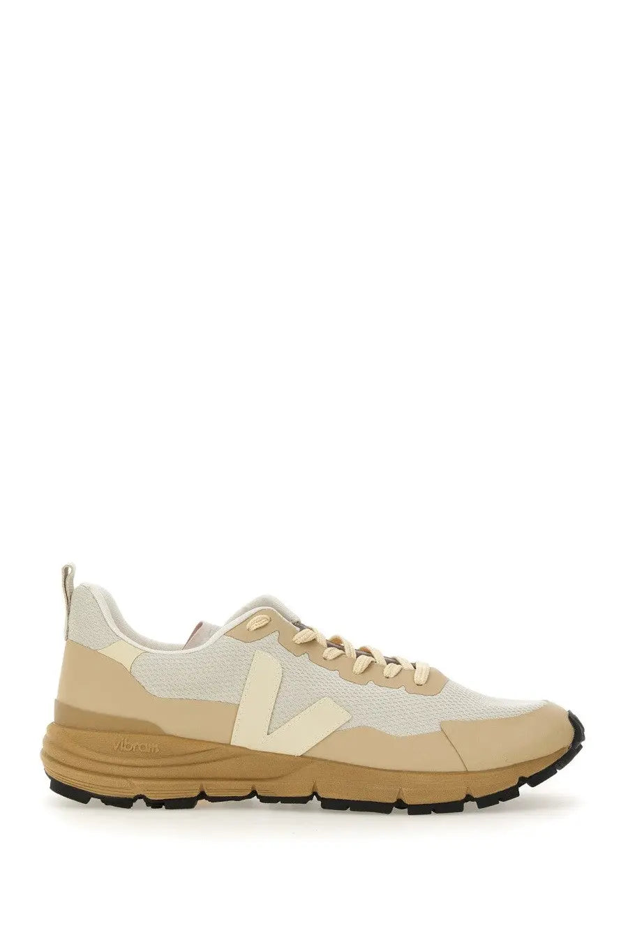 Veja men’s sneaker dekkan beige with beige and cream mesh upper rubber sole and signature side logo