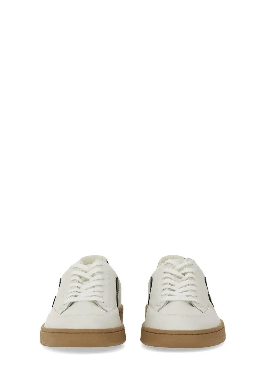 Veja men’s sneaker white leather with black side accents and tan rubber soles is stylish and comfortable