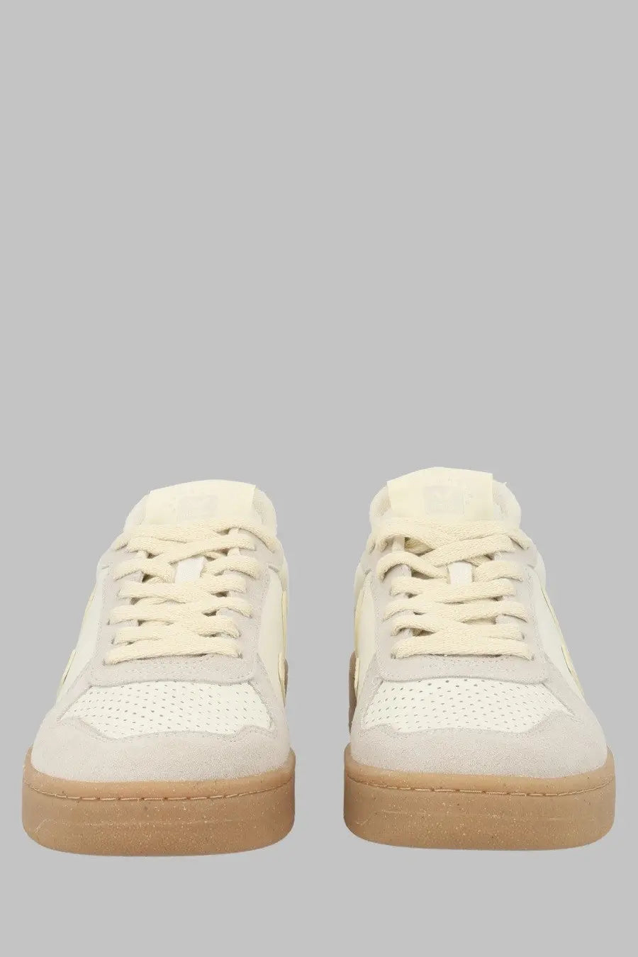 Veja unisex sneaker beige featuring cream-colored suede and perforated mesh with a tan rubber sole