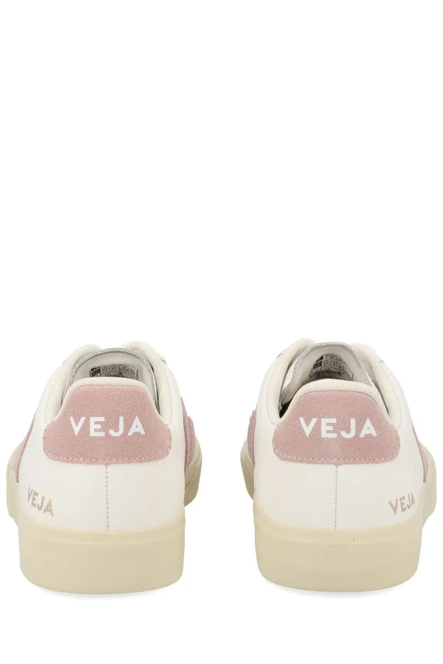 Veja unisex sneaker campo white in white and blush pink suede with cream-colored rubber sole