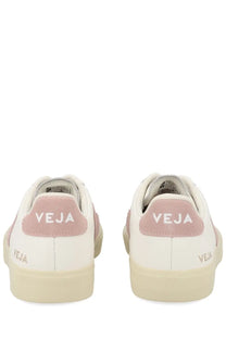Veja unisex sneaker campo white in white and blush pink suede with cream-colored rubber sole