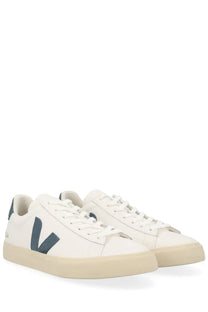 Veja unisex sneaker campo white white canvas sneakers with navy blue logo detailing and beige rubber sole
