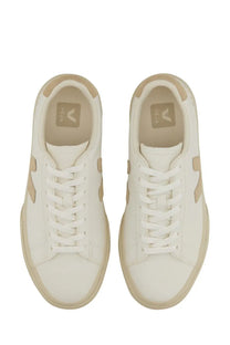 Veja unisex sneaker Campo white leather with beige accents and minimalist design in a casual style