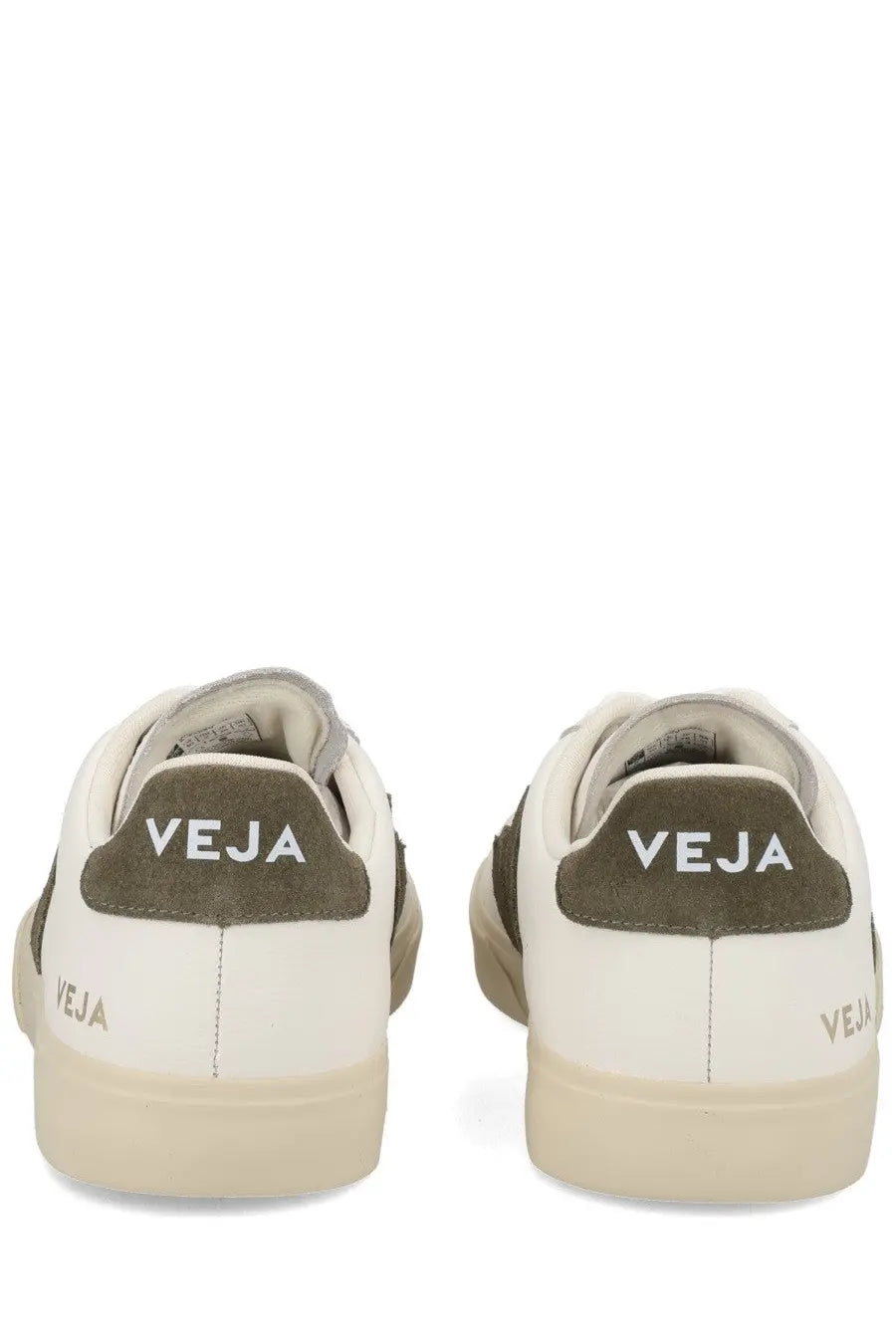 Veja unisex sneaker campo white in white and olive green suede with a minimalist design