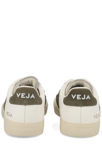 Veja unisex sneaker campo white in white and olive green suede with a minimalist design