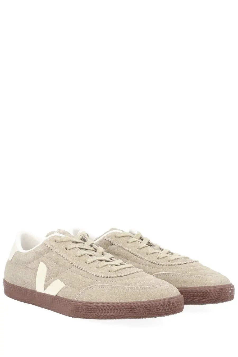 Veja unisex sneaker panenka grey beige suede with cream v logo and brown rubber soles for casual wear