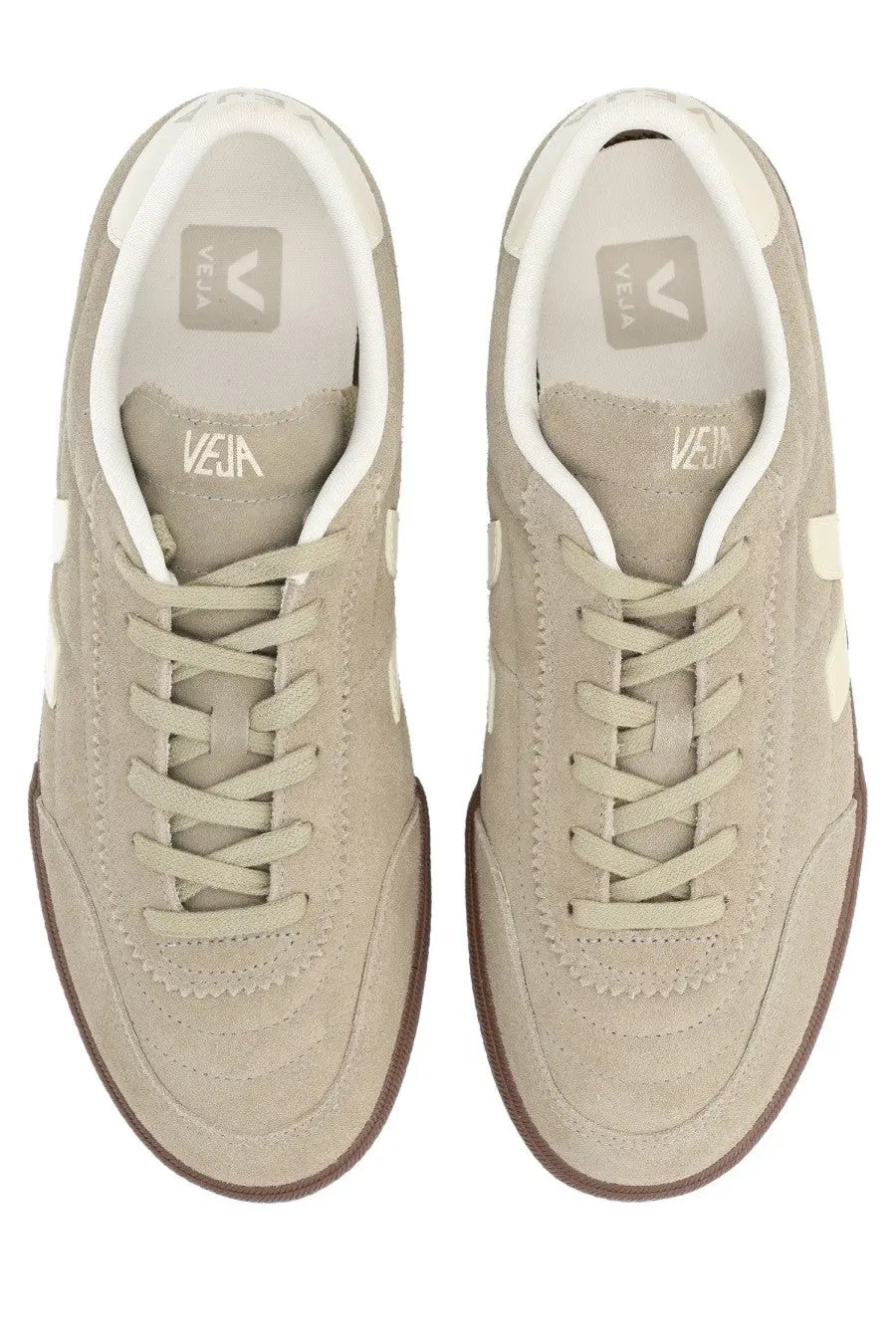 Veja unisex sneaker panenka grey in beige suede with white laces and brown rubber sole for casual wear