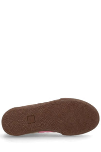 Brown rubber sole with textured tread and small square logo patch on Veja unisex sneaker volley beige