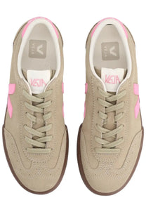 Veja unisex sneaker volley beige low-top beige suede with pink accents and brown rubber soles