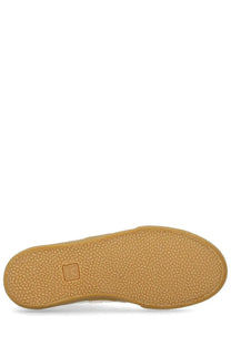 Tan rubber sole with textured grip and small square logo near the heel of veja unisex sneaker volley silver back view