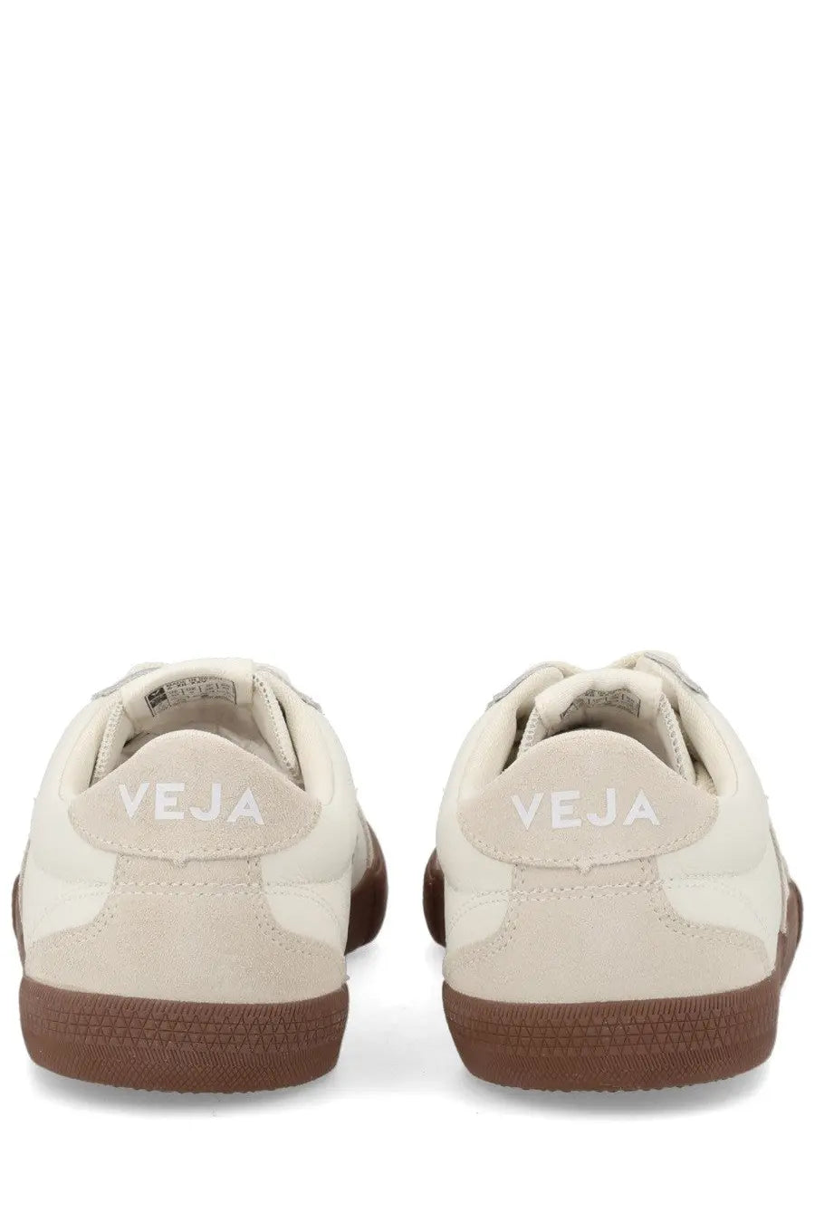 Veja unisex sneaker volley white in cream-colored suede and canvas with brown rubber soles