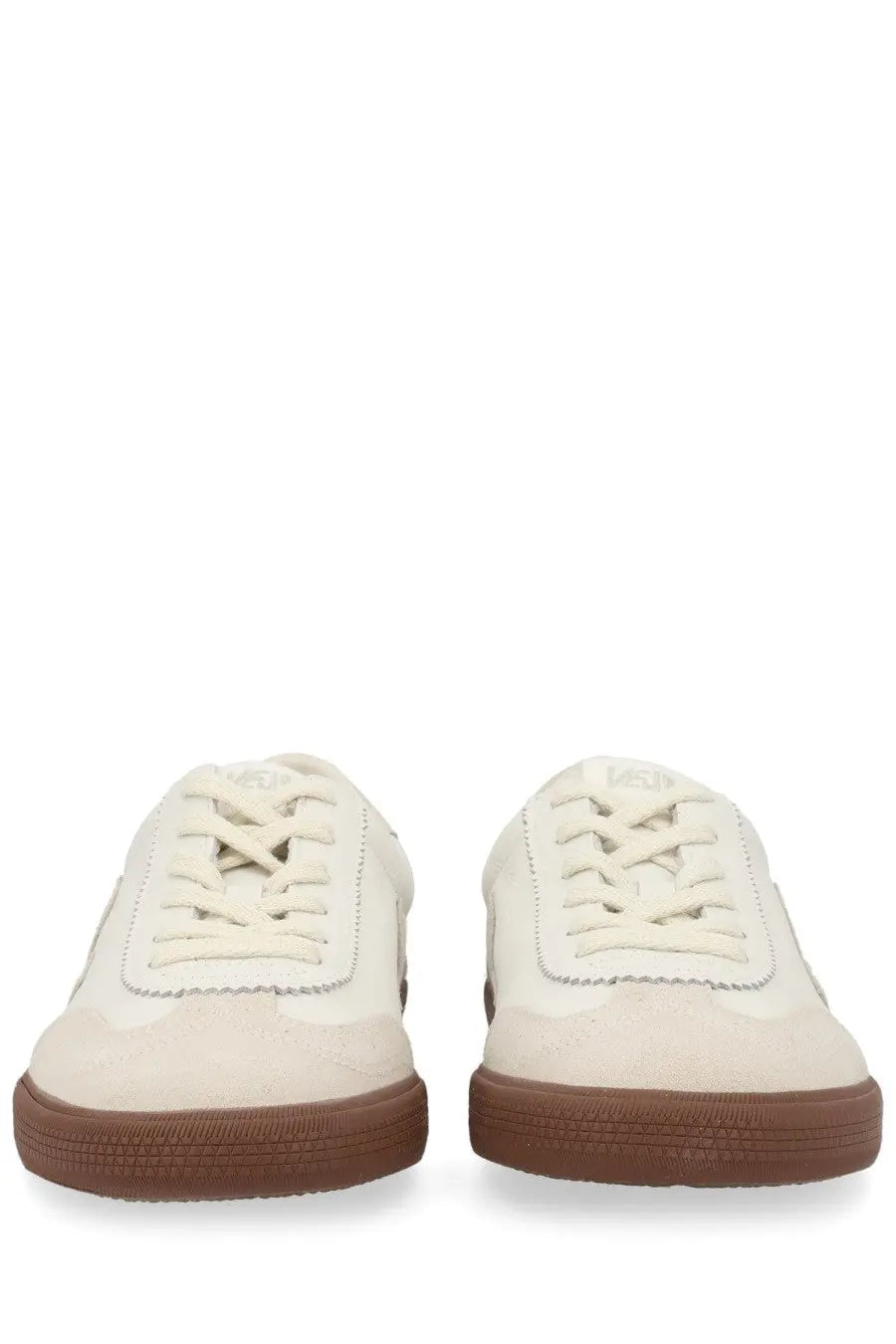 Veja unisex sneaker volley white cream-colored suede with brown rubber soles and matching laces