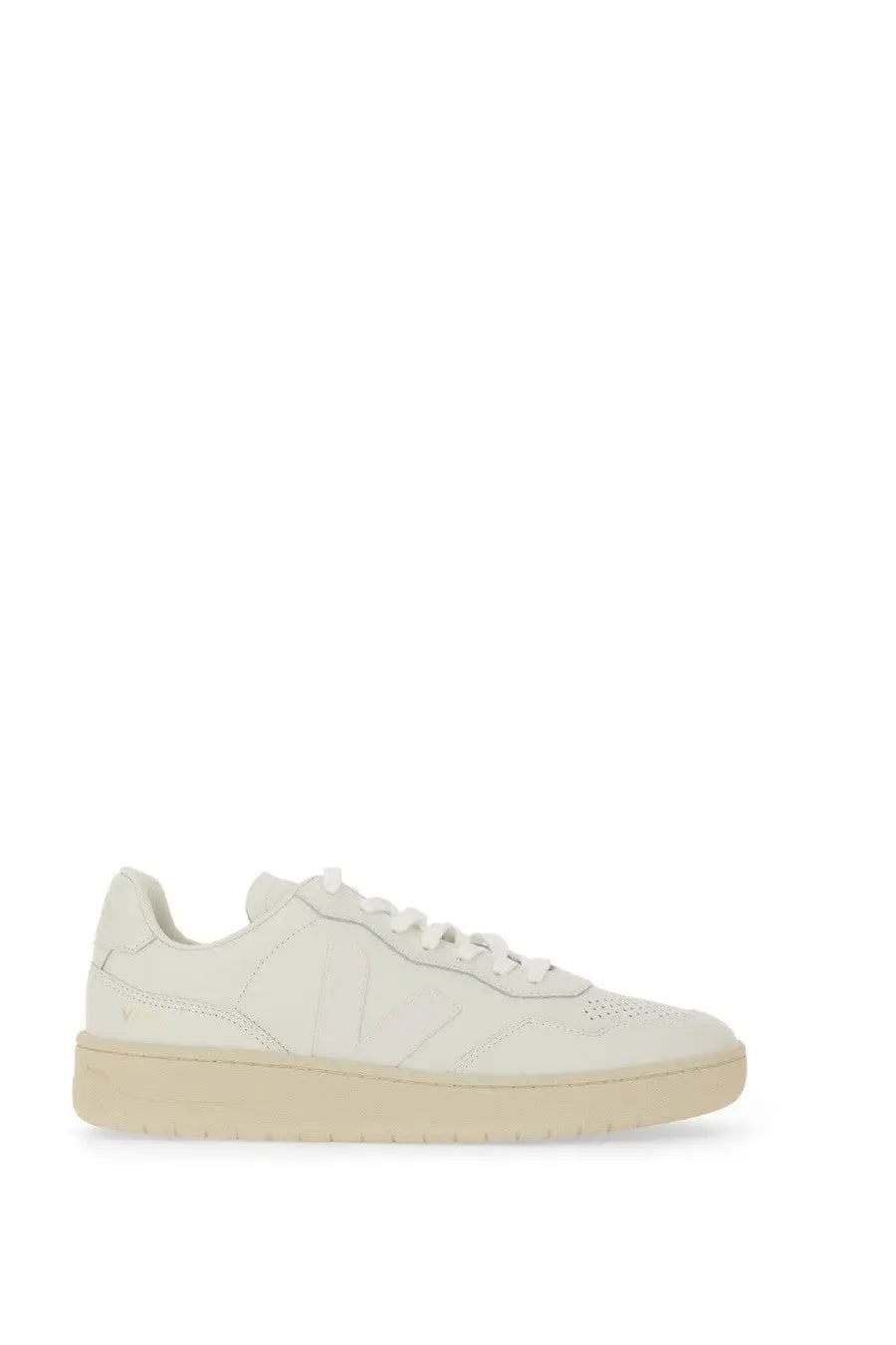 Veja unisex sneaker white cream-colored leather with minimalist design and subtle perforations on the toe