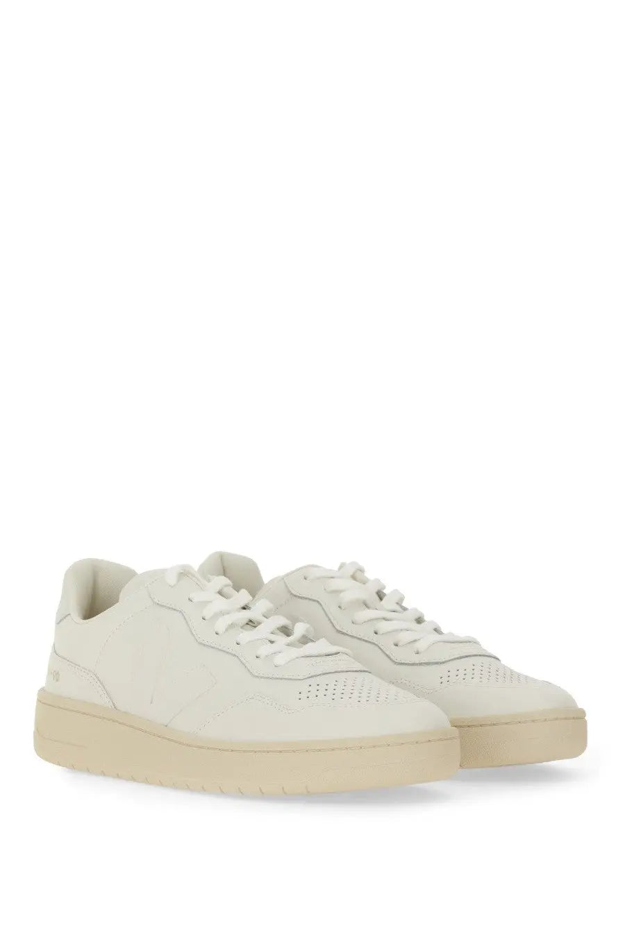 Veja unisex sneaker white cream-colored leather with minimalist design and perforated detailing on the toe