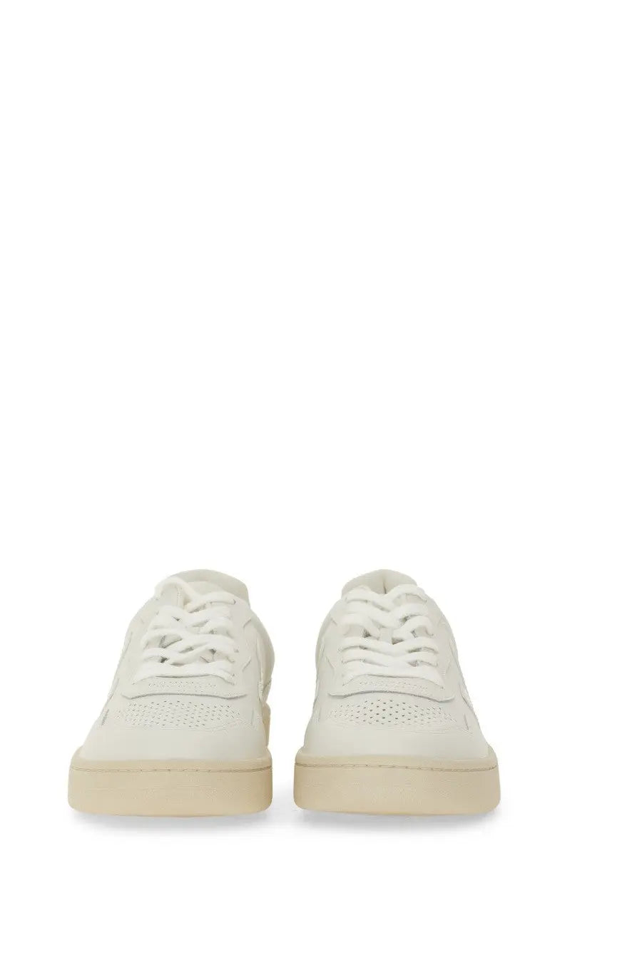Veja unisex sneaker white low-top with perforated white suede and matching cream rubber sole