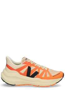 Veja women’s condor advanced sneaker in orange and cream with a bold black logo running shoe design