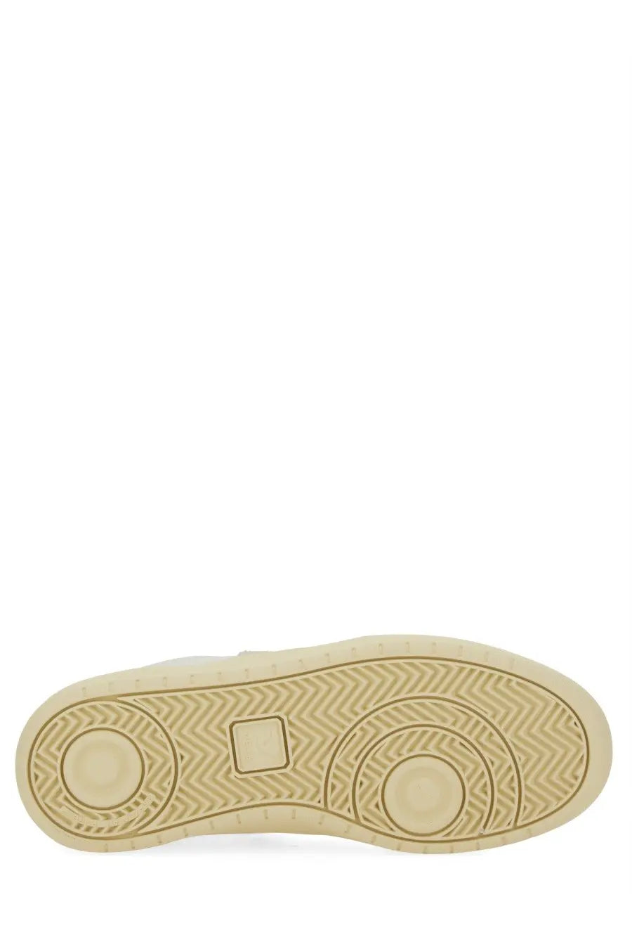 Veja women’s sneaker beige with beige rubber sole featuring herringbone tread pattern and circular design elements