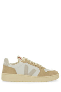 Veja women’s sneaker beige low-top beige and white suede with minimalist v-shaped logo on the side