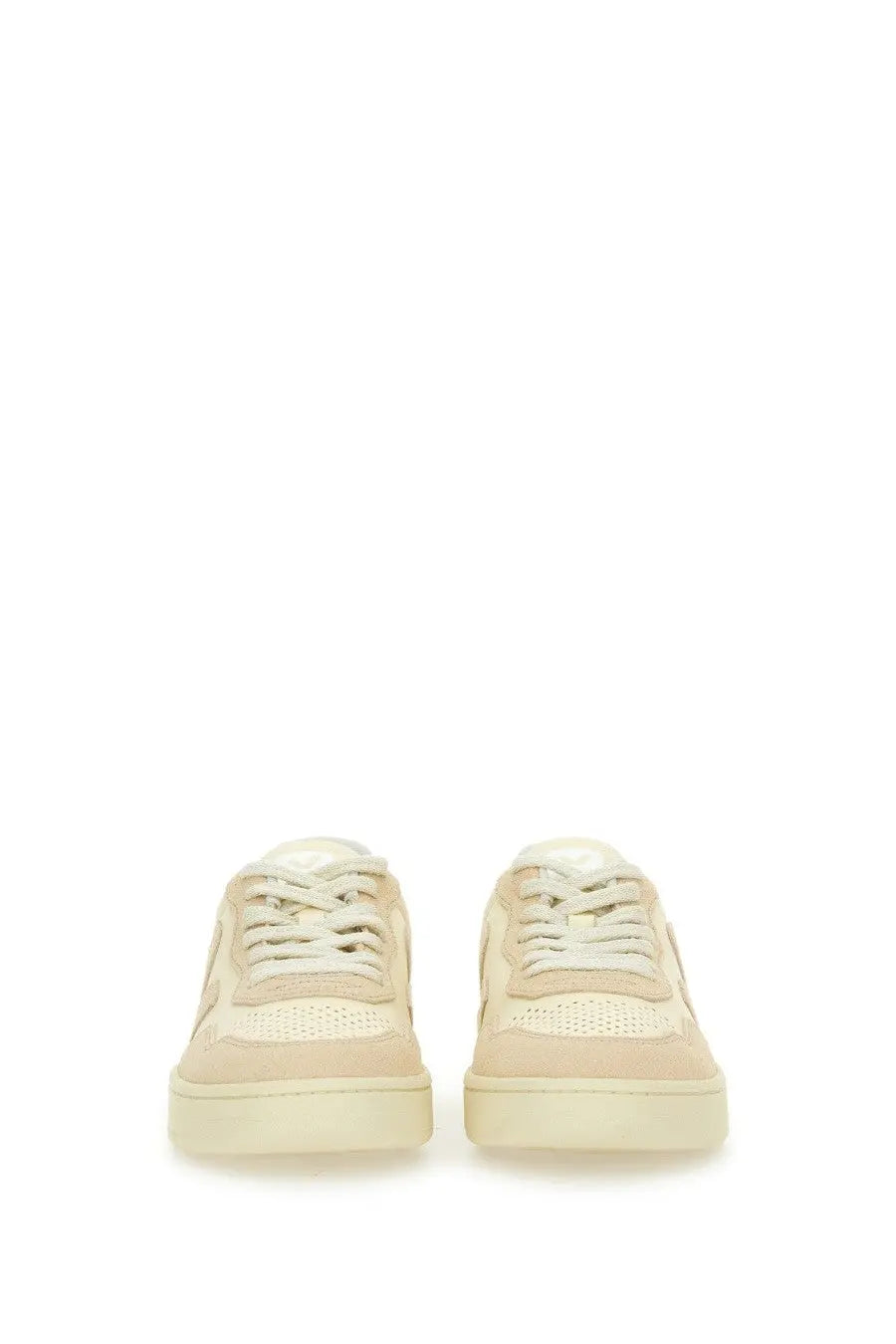 Veja women’s sneaker white beige low-top with perforated panels and matching laces in leather material